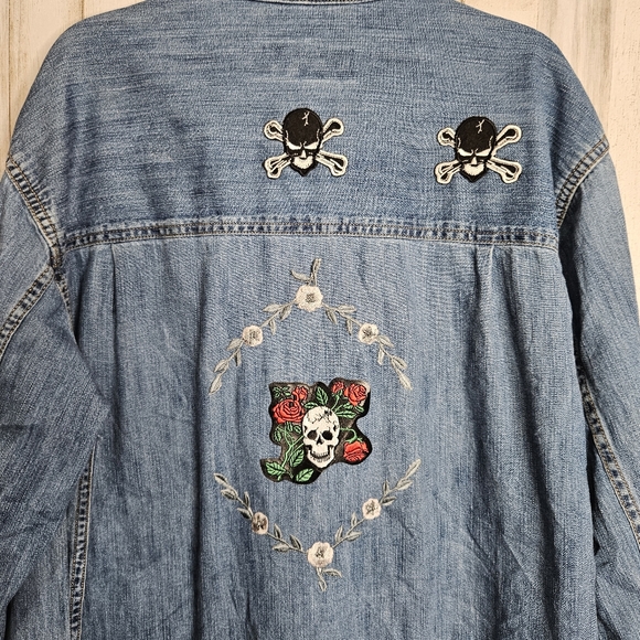 Levi's Signature Denim Chambray Long Sleeve Upcycled Shirt Button Front Unisex - Picture 11 of 13